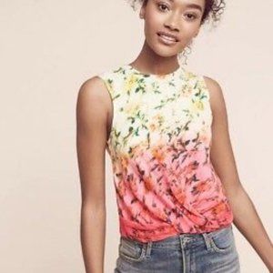 NWT Anthropologie dip-dye floral linen twist front